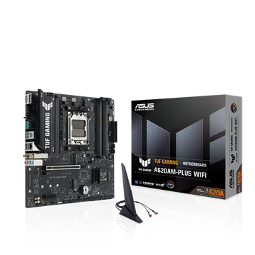 Asus Alaplap - AMD TUF GAMING A620AM-PLUS WIFI AM5 (A620, 4xDDR5 7600 + MHz, 1x 2,5 Gb LAN, 2xM.2, 4xSATA3, HDMI + 2xDP)