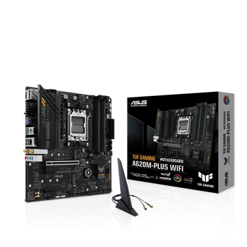 Asus Alaplap - AMD TUF GAMING A620M-PLUS WIFI AM5 (A620, 4xDDR5 7600 + MHz, 1x 2,5 Gb LAN, 2xM.2, 4xSATA3, HDMI + 2xDP)