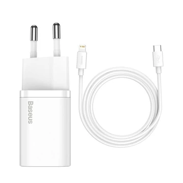 Baseus Super Si 1C gyorstöltő adapter 20W + USB-C  - Lightning töltőkábel 1m fehér (TZCCSUP-B02)