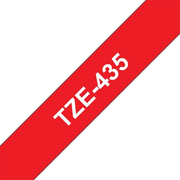 BROTHER szalag TZe-435, Piros alapon Fehér, Laminált, 12mm  0.47", 8 méter