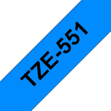 BROTHER szalag TZe-551, Kék alapon Fekete, Laminált, 24mm  0.94", 8 méter