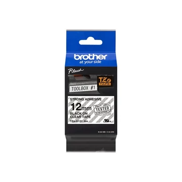 BROTHER TZES131 12mm BLACK ON CLEAR ADHESIVE TAPE