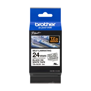 BROTHER szalag TZE-SL251, Fehér alapon Fekete, önlamináló,  24mm , 8 méter