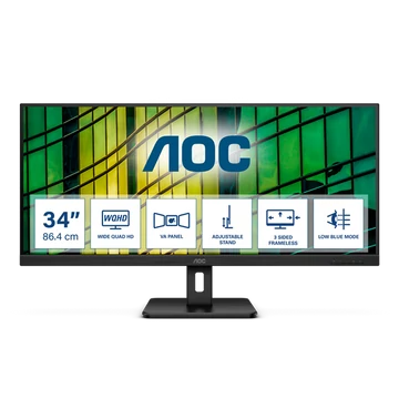 AOC VA monitor 34" U34E2M, 3440x1440, 21:9, 300cd / m2, 4ms, 2xHDMI / DisplayPort