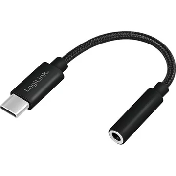 LogiLink USB-C -> Jack stereo 3,5mm (4pin) M / F adapter 0.13m fekete