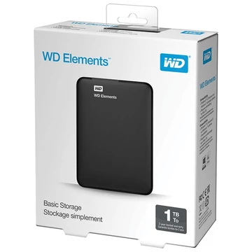 Western Digital Külső HDD 2.5" 1TB - WDBUZG0010BBK-WESN (Elements Portable, USB3.0, Fekete)