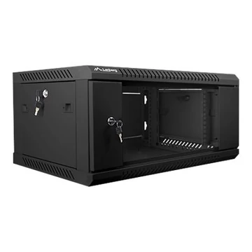 LANBERG WF01-6404-10B Lanberg 19 fali rack szekrény 4U 600x450mm fekete (üvegajtó)