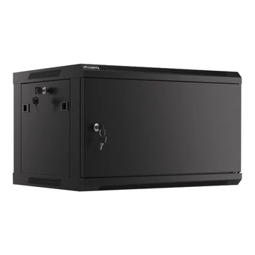 LANBERG Wall mount cabinet 19inch 6U 600x450 steel doors black flat pack