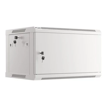 LANBERG Wall mount cabinet 19inch 6U 600x450 steel doors grey flat pack