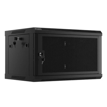 Lanberg WF01-6406-23B 19"" 6U SZÉL:600mm MÉLY:450mm MAG:379mm lapraszerelt perforált ajtós fekete fali rack szekrény