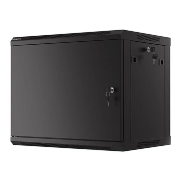 LANBERG Wall mount cabinet 19inch 9U 600x450 steel doors black flat pack