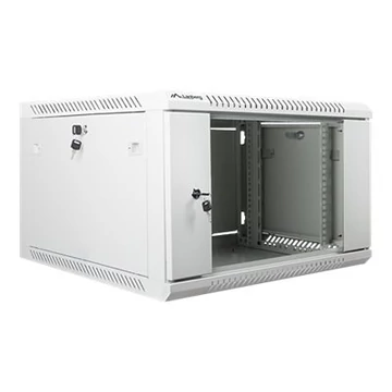 LANBERG WF01-6606-10S Lanberg 19 fali rack szekrény 6U 600x600mm szürke (üvegajtó)