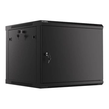 LANBERG Wall mount cabinet 19inch 9U 600x600 steel doors black flat pack