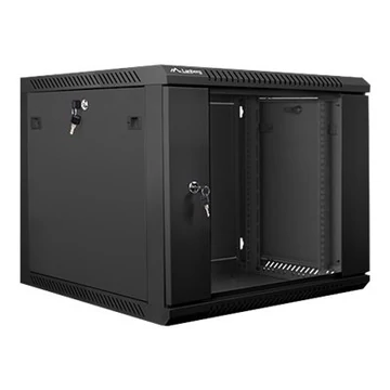 LANBERG WF01-6609-10B Lanberg 19 fali rack szekrény 9U 600x600mm fekete (üvegajtó)