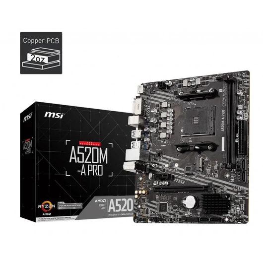 MSI A520M-A PRO AMD A520 Socket AM4 alaplap