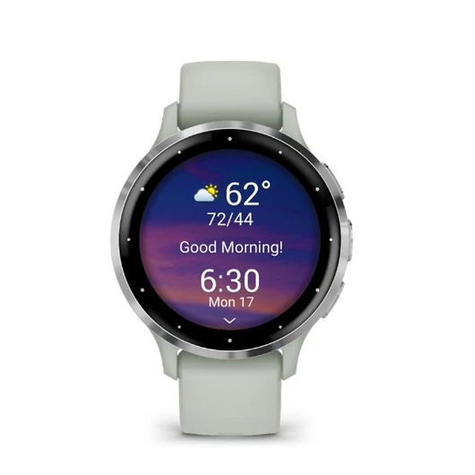 Garmin Venu 3S okosóra zsálya, ezüst kerettel, szilikon szíjjal (010-02785-01)