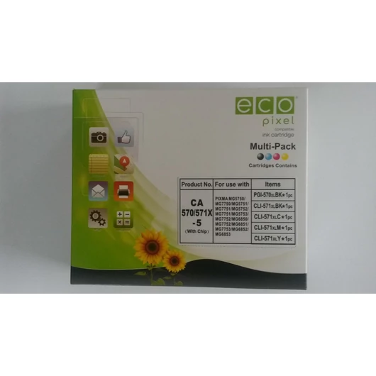 Utángyártott CANON CLI-571XL Tintapatron Multipack BKCMY 5db-os ECOPIXEL BRAND Ecopixel