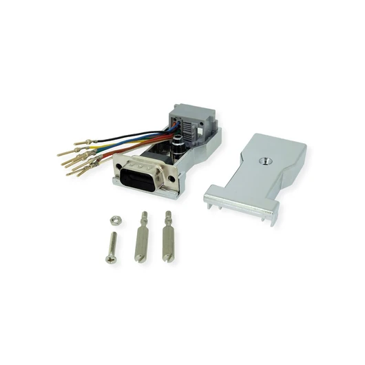 DB9 PLUG - RJ-45 SOCKET 8P / 8C 8-WIRE SILVER