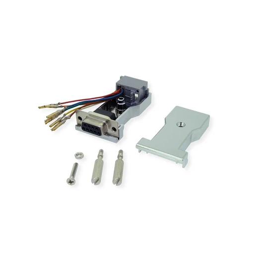 DB9 SOCKET - RJ-45 SOCKET 8P / 8C 8-WIRE SILVER
