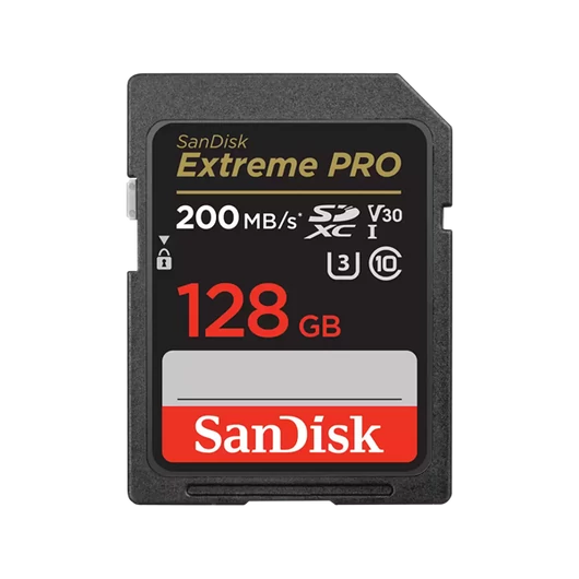 Sandisk MicroSD kártya - 128GB Extreme Pro (200 / 90 MB / s Class 10 UHS-I, A1 V30)