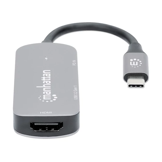 Manhattan Kábel átalakító - USB-C to HDMI  3-in-1 (HDMI, USB-A, USB-C PD (100 W))