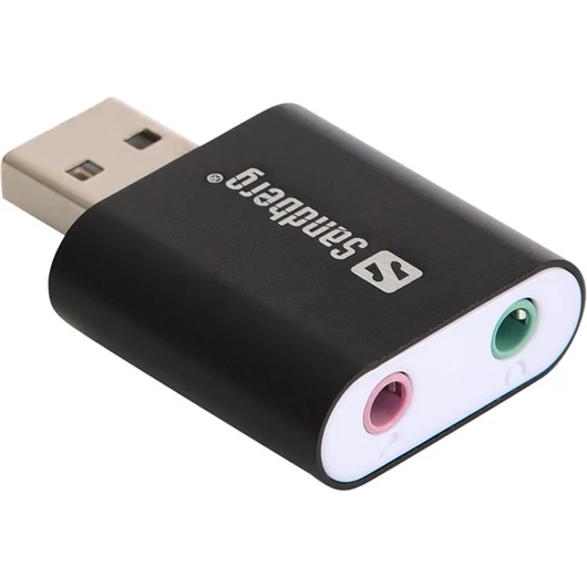 Sandberg Kábel Átalakító - USB to Sound Link (fekete; USB bemenet - 3,5mm jack audio + mikrofon kimenet)