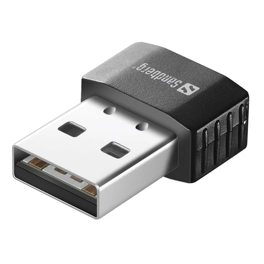 Sandberg Hálózati Wifi Adapter - Micro WiFi USB Dongle (USB; 650Mbps, 2,4GHz / 5GHz, Max.: 20m; fekete)