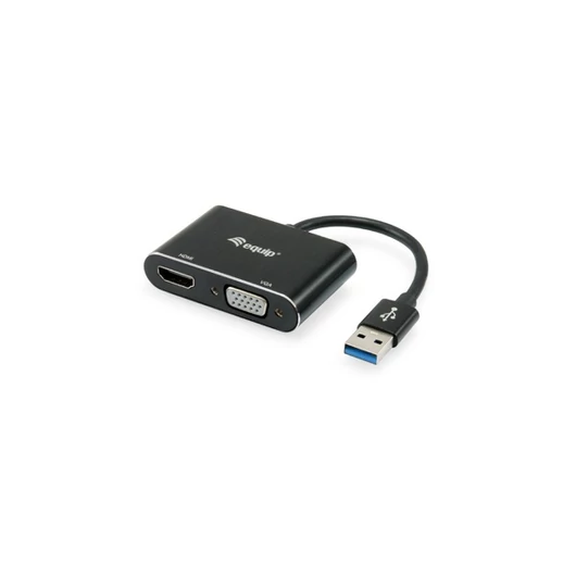 Equip Átalakító Kábel - 133386 (USB3.0 - VGA + HDMI, apa / anya, 1920x1080 / 60Hz, fekete)