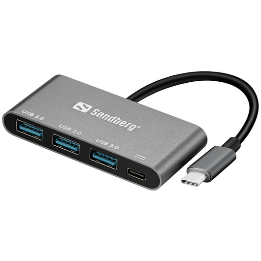 Sandberg USB Hub - USB-C to 3xUSB 3.0 Hub + PD (USB-C bemenet; USB-C + 3xUSB3.0 kimenet)