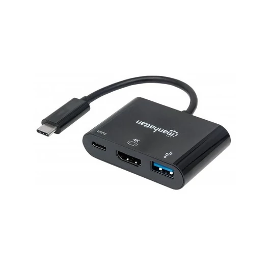 Manhattan Kábel átalakító - USB-C 3.1 to HDMI / USB-C 3.1 / USB3.0 (1080p@60Hz or 3840x2160p@30Hz, 4K)