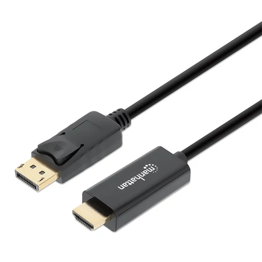 Manhattan Kábel - DisplayPort to HDMI ( DisplayPort 1.2, 4K@60hz,  1m, Fekete)