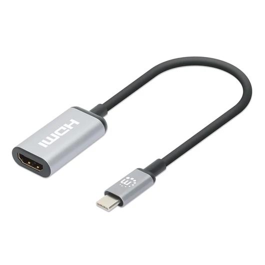 Manhattan Kábel átalakító - 4K@60Hz USB-C to HDMI Adapter, Active, Aluminum, Ezüst