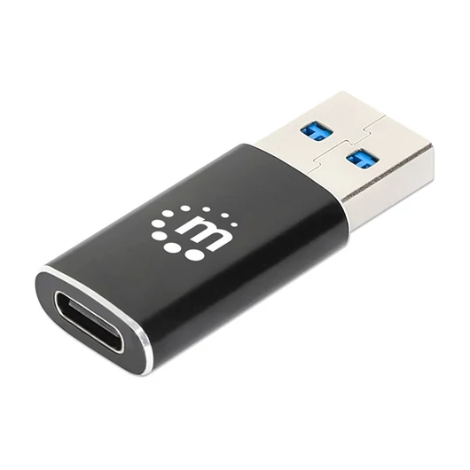 Manhattan Kábel átalakító - USB-A to USB-C Adapter, Fekete