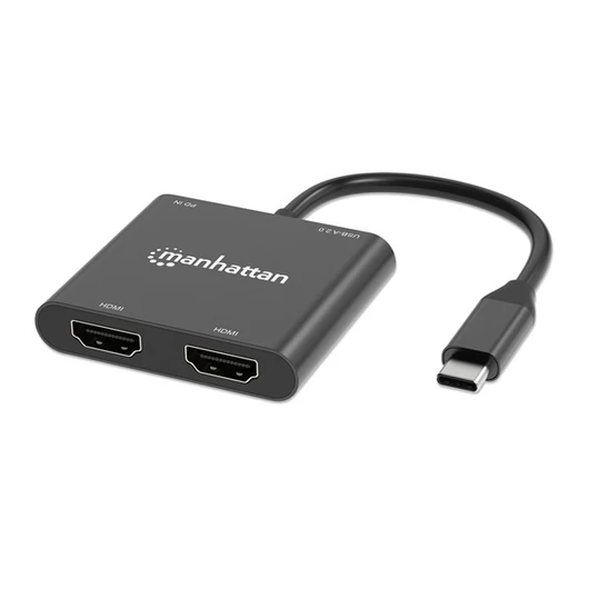Manhattan Kábel átalakító - USB-C PD to Dual-HDMI Monitor Adapter for Laptop and Tablet