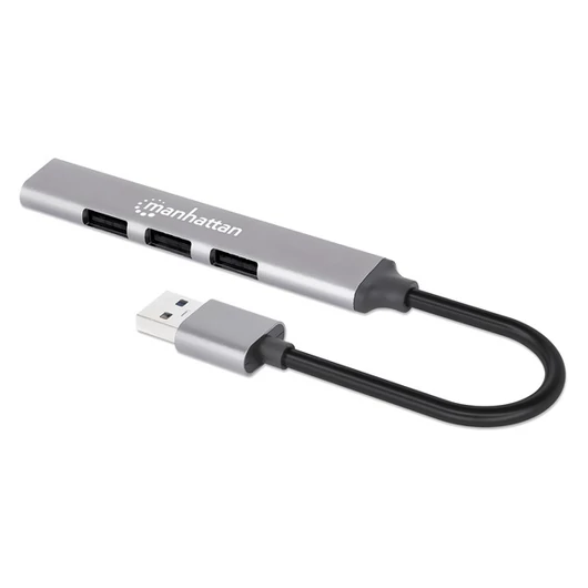 Manhattan USB HUB - 4db USB 3.0 / 2.0 Combo Hub, USB-A Male to 4db USB-A females, Ezüst