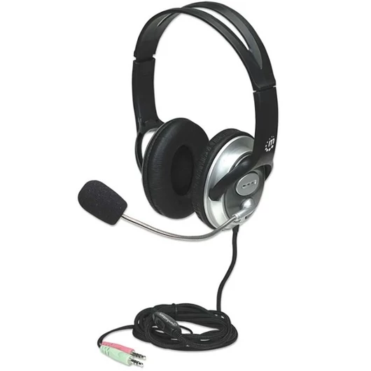 Manhattan Fejhallgató -  Sztereó fejhallgató, 2.5m vezeték, Over-ear Design, Fekete-ezüst