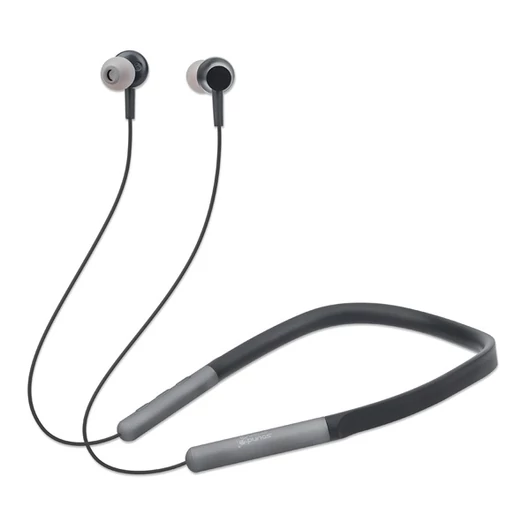 Manhattan Fülhallgató -  Bluetooth 5.0 + EDR vezetéknélküli, mikrofon, hangerőszabályzó, neckband, Fekete