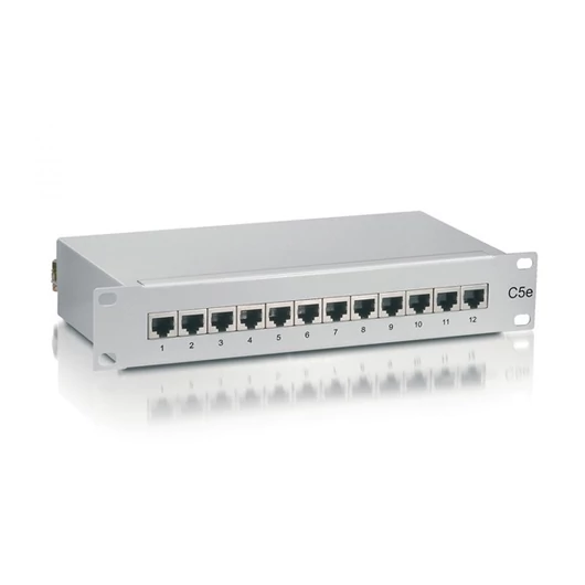 Equip Patch Panel - 208012 (12 port, Cat5e, 1U, árnyékolt, szürke)