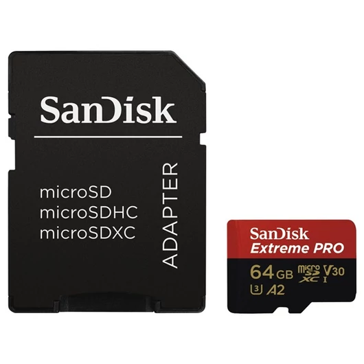 SANDISK 214503, MICROSDHC EXTREME PRO KÁRTYA 64GB, 200MB / s C10, V30, UHS-I, U3, A2