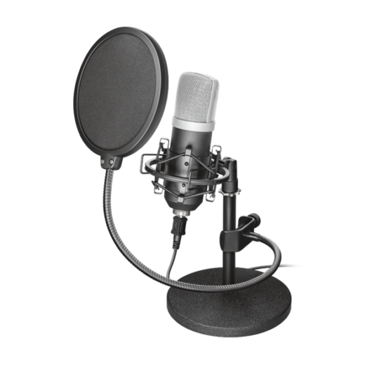 Trust Mikrofon - GXT 252 Emita Streaming (Professzionális; Studió design; Zaj szűrő; USB; 180cm kábel; állvány; táska)