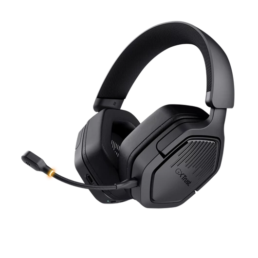 Trust Fejhallgató Vezeték nélküli - GXT493 Carus (Bluetooth + 2,4GHz; nagy-párnás; 3,5mm + USB-C; mikrofon; fekete)