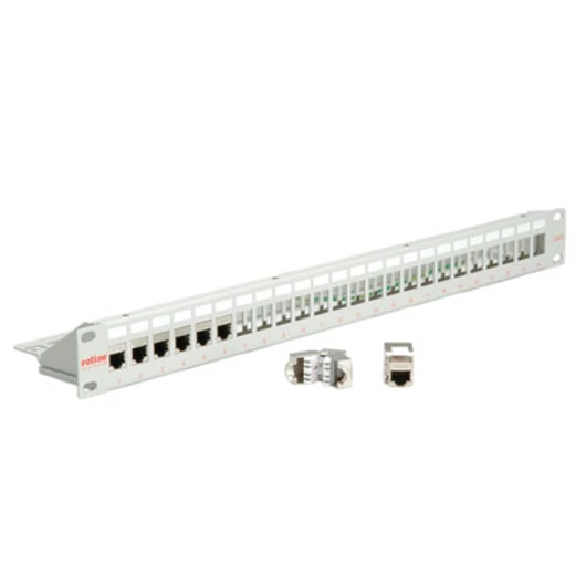 19INKEYST-MODULTRAEGER.24 PORTS GESCHIRMT.LICHTGRAU