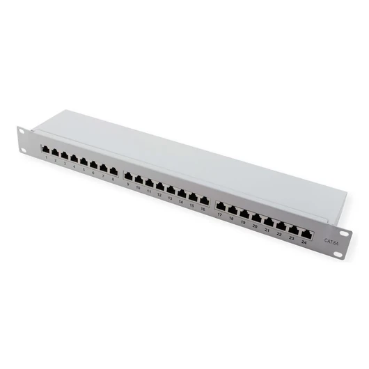 19PATCHPANEL KAT6A/KL.EA24 PORTS GESCHIRMT GRAU