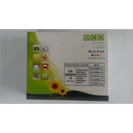 Utángyártott CANON CLI-521 Tintapatron Multipack BKCMY 5 db-os  ECOPIXEL Ecopixel