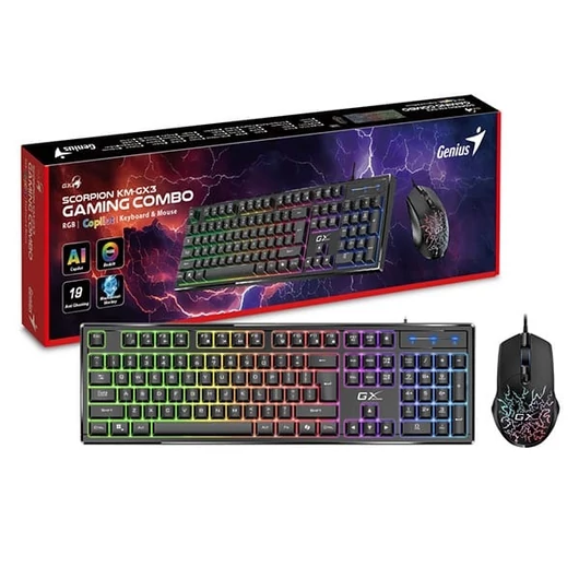 Genius Scorpion KM-GX3 USB magyar gaming membrán billentyűzet + egér fekete