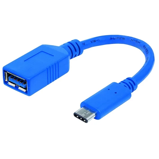 Manhattan Kábel - USB-C átalakító Type-C Male to Type-A Female, 15cm, Kék