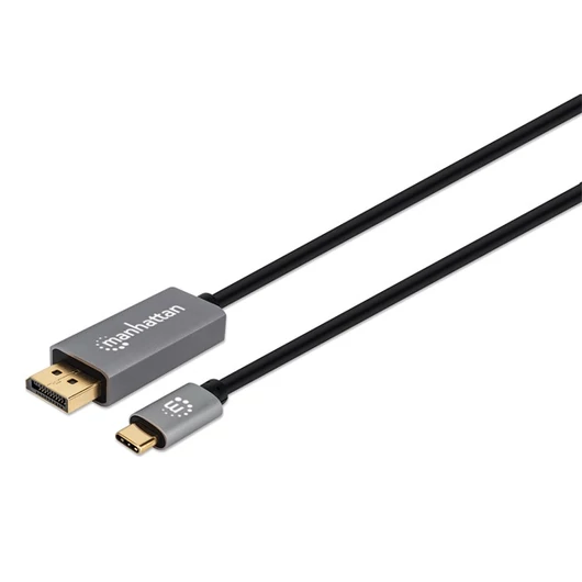 Manhattan Kábel - USB-C to DisplayPort 1.4 kábel (aranyozott, 4K@120Hz, 2m, Fekete)