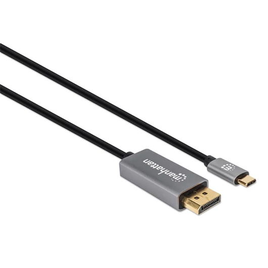 Manhattan Kábel - USB-C to DisplayPort 1.4 kábel (aranyozott, 4K@120Hz, 3m, Fekete)