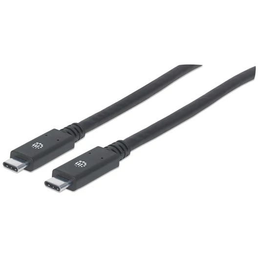 Manhattan Kábel - USB-C Male to USB-C Male, 2m,  60W / 3A, 4K@60Hz, Fekete