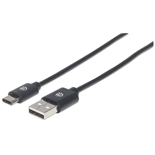 Manhattan Kábel - USB 2.0 Type-A to Type-C, 0.5m, Fekete